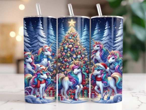 20 Oz Christmas Unicorn Tumbler Wrap Png Review