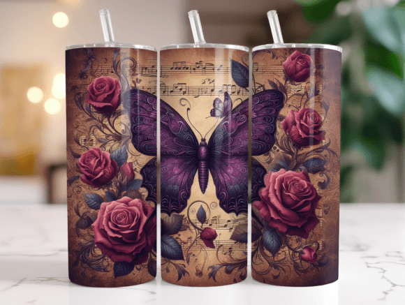 20 Oz Vintage Butterfly Tumbler Wrap PNG Review