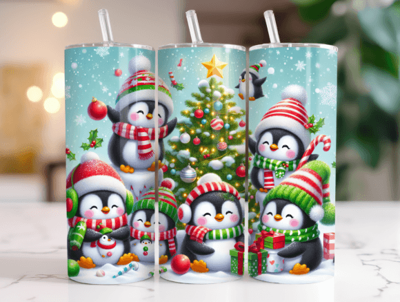 20oz Tumbler Wrap Christmas Penguin PNG Review