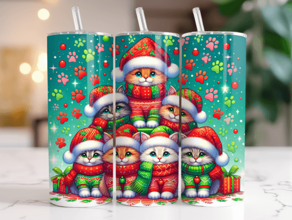 Christmas Cats Tumbler Wrap 20oz PNG Review