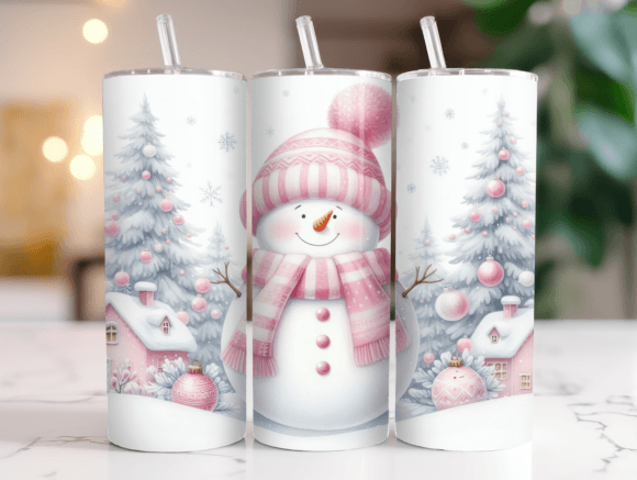 Christmas Pink Snowman Tumbler Wrap Design Review
