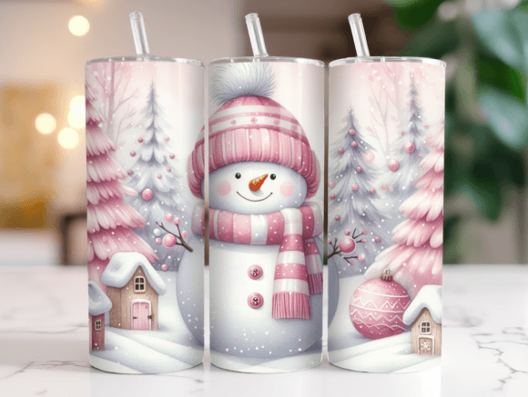 Christmas Pink Snowman Tumbler Wrap Design Review