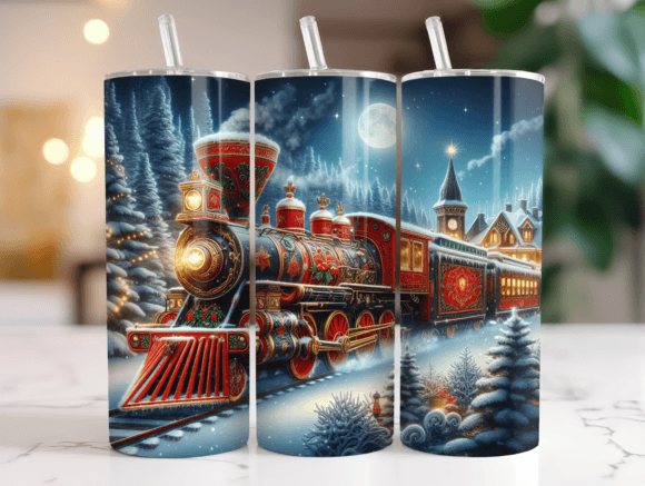 Christmas Train Tumbler Wrap Design Review