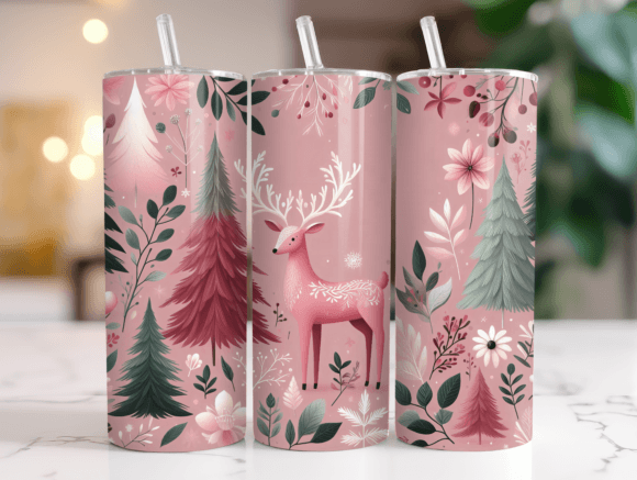 Pink Deer Christmas Tumbler Wrap Design Review