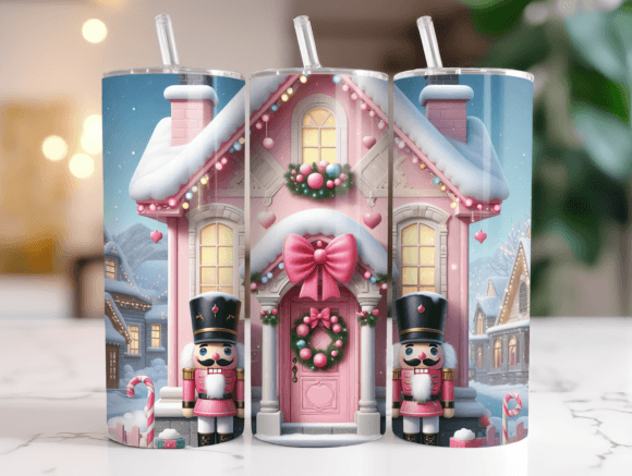 Pink Nutcracker House Christmas Tumbler