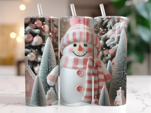 Pink Snowman Christmas Tumbler Wrap Design Review