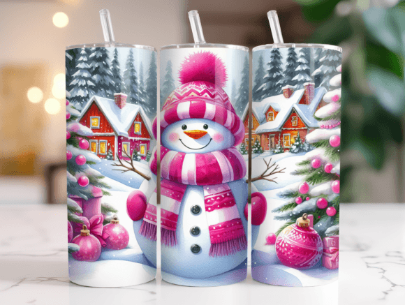 Pink Snowman Christmas Wrap 20oz PNG Review