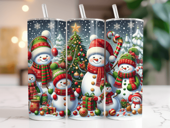 Snowman Christmas Tumbler Wrap PNG Review